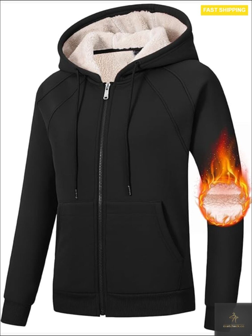 Women's Sherpa Lined Zip Up Hoodie Warm Winter Jacket with Pockets